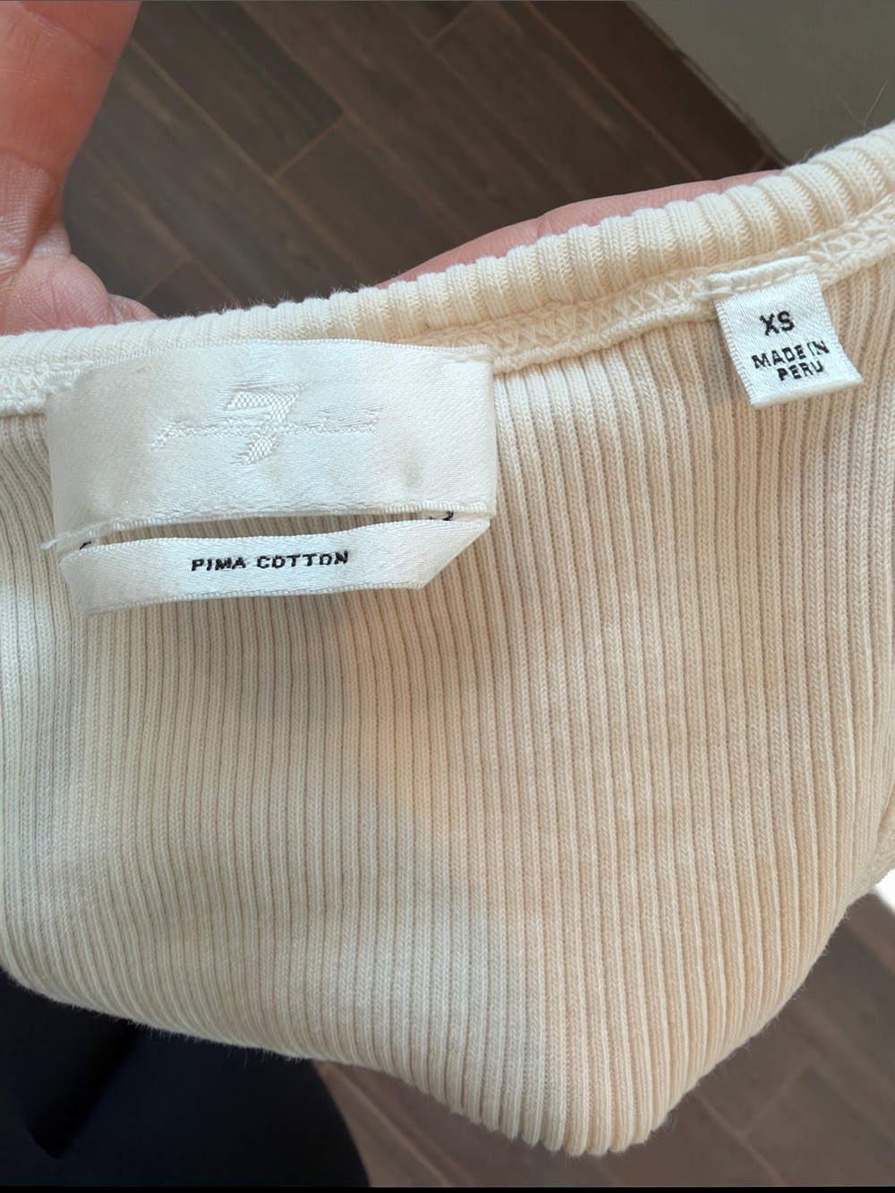 7 For All Mankind Cream Ribbed Halter Tank - Picture 2 of 4